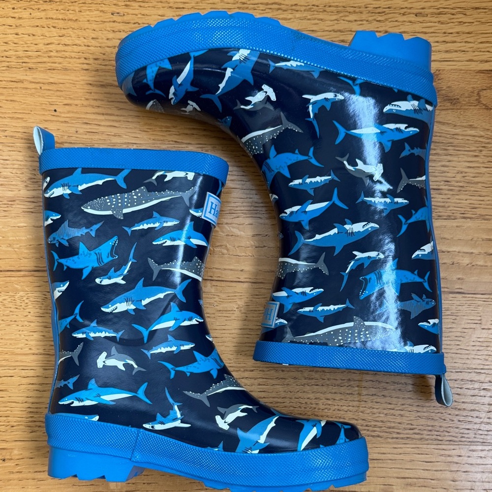 Hatley Blue Shark Print Kids Rain Boots